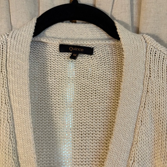 Quince Ivory Cotton Linen Relaxed Cardigan - Picture 3 of 12